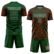 Laden Sie das Bild in den Galerie-Viewer, Custom Green Red-White Liquid Fluid Pattern Sports Sublimation Soccer Uniform Jersey