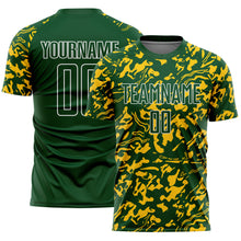 Load image into Gallery viewer, Custom Green Yellow-White Liquid Fluid Pattern Sports Sublimation Soccer Uniform Jersey