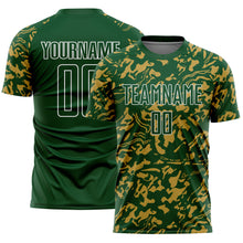 Load image into Gallery viewer, Custom Green Old Gold-White Liquid Fluid Pattern Sports Sublimation Soccer Uniform Jersey