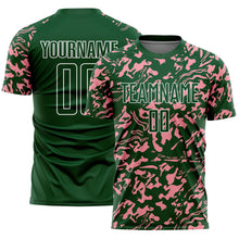 Load image into Gallery viewer, Custom Green Medium Pink-White Liquid Fluid Pattern Sports Sublimation Soccer Uniform Jersey