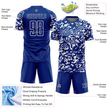 Load image into Gallery viewer, Custom Royal White Liquid Fluid Pattern Sports Sublimation Soccer Uniform Jersey