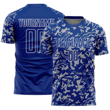 Charger l'image dans la galerie, Custom Royal Gray-White Liquid Fluid Pattern Sports Sublimation Soccer Uniform Jersey