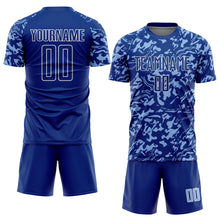 Загрузить изображение в средство просмотра галереи, Custom Royal Light Blue-White Liquid Fluid Pattern Sports Sublimation Soccer Uniform Jersey