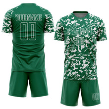Load image into Gallery viewer, Custom Kelly Green White Liquid Fluid Pattern Sports Sublimation Soccer Uniform Jersey