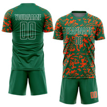 Загрузить изображение в средство просмотра галереи, Custom Kelly Green Orange-White Liquid Fluid Pattern Sports Sublimation Soccer Uniform Jersey