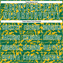 Load image into Gallery viewer, Custom Kelly Green Gold-White Liquid Fluid Pattern Sports Sublimation Soccer Uniform Jersey