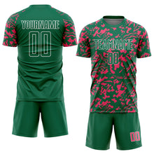Load image into Gallery viewer, Custom Kelly Green Neon Pink-White Liquid Fluid Pattern Sports Sublimation Soccer Uniform Jersey