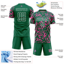 Load image into Gallery viewer, Custom Kelly Green Pink-White Liquid Fluid Pattern Sports Sublimation Soccer Uniform Jersey