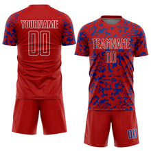 Load image into Gallery viewer, Custom Red Royal-White Liquid Fluid Pattern Sports Sublimation Soccer Uniform Jersey