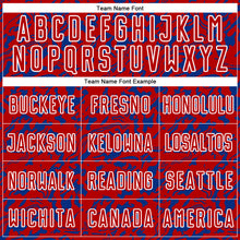 Load image into Gallery viewer, Custom Red Royal-White Liquid Fluid Pattern Sports Sublimation Soccer Uniform Jersey