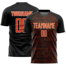 Load image into Gallery viewer, Custom Black Orange-White Abstract Scribble Curve Line Pattern Sports Sublimation Soccer Uniform Jersey