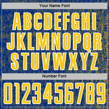 Load image into Gallery viewer, Custom Royal Yellow-White Abstract Scribble Curve Line Pattern Sports Sublimation Soccer Uniform Jersey