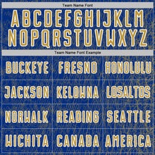 Load image into Gallery viewer, Custom Royal Old Gold-White Abstract Scribble Curve Line Pattern Sports Sublimation Soccer Uniform Jersey