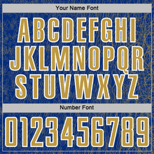 Load image into Gallery viewer, Custom Royal Old Gold-White Abstract Scribble Curve Line Pattern Sports Sublimation Soccer Uniform Jersey