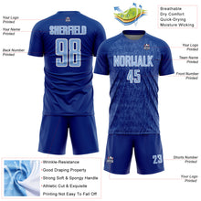 Charger l'image dans la galerie, Custom Royal Light Blue-White Abstract Scribble Curve Line Pattern Sports Sublimation Soccer Uniform Jersey