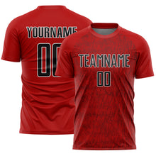 Charger l'image dans la galerie, Custom Red Black-White Abstract Scribble Curve Line Pattern Sports Sublimation Soccer Uniform Jersey