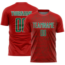 Charger l'image dans la galerie, Custom Red Kelly Green-White Abstract Scribble Curve Line Pattern Sports Sublimation Soccer Uniform Jersey
