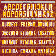 Загрузить изображение в средство просмотра галереи, Custom Crimson Gold-White Abstract Scribble Curve Line Pattern Sports Sublimation Soccer Uniform Jersey