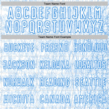 Загрузить изображение в средство просмотра галереи, Custom White Powder Blue Abstract Scribble Curve Line Pattern Sports Sublimation Soccer Uniform Jersey