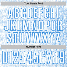 Загрузить изображение в средство просмотра галереи, Custom White Powder Blue Abstract Scribble Curve Line Pattern Sports Sublimation Soccer Uniform Jersey