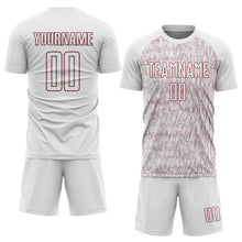 Загрузить изображение в средство просмотра галереи, Custom White Burgundy Abstract Scribble Curve Line Pattern Sports Sublimation Soccer Uniform Jersey