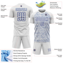 Загрузить изображение в средство просмотра галереи, Custom White Royal Abstract Scribble Curve Line Pattern Sports Sublimation Soccer Uniform Jersey