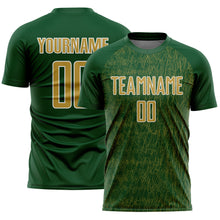 Charger l'image dans la galerie, Custom Green Old Gold-White Abstract Scribble Curve Line Pattern Sports Sublimation Soccer Uniform Jersey