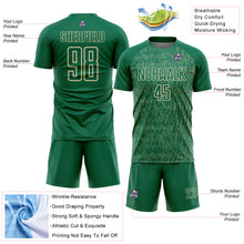Загрузить изображение в средство просмотра галереи, Custom Kelly Green Cream Abstract Scribble Curve Line Pattern Sports Sublimation Soccer Uniform Jersey