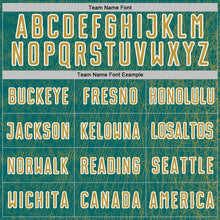 Загрузить изображение в средство просмотра галереи, Custom Teal Old Gold-White Abstract Scribble Curve Line Pattern Sports Sublimation Soccer Uniform Jersey