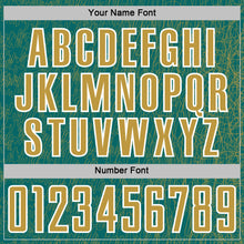 Загрузить изображение в средство просмотра галереи, Custom Teal Old Gold-White Abstract Scribble Curve Line Pattern Sports Sublimation Soccer Uniform Jersey