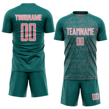 Загрузить изображение в средство просмотра галереи, Custom Teal Medium Pink-White Abstract Scribble Curve Line Pattern Sports Sublimation Soccer Uniform Jersey