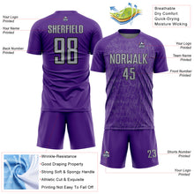 Загрузить изображение в средство просмотра галереи, Custom Purple Gray-Black Abstract Scribble Curve Line Pattern Sports Sublimation Soccer Uniform Jersey