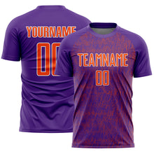 Загрузить изображение в средство просмотра галереи, Custom Purple Orange-White Abstract Scribble Curve Line Pattern Sports Sublimation Soccer Uniform Jersey