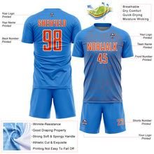 Charger l'image dans la galerie, Custom Powder Blue Orange-White Abstract Scribble Curve Line Pattern Sports Sublimation Soccer Uniform Jersey