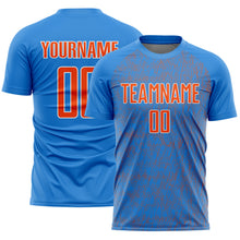 Charger l'image dans la galerie, Custom Powder Blue Orange-White Abstract Scribble Curve Line Pattern Sports Sublimation Soccer Uniform Jersey
