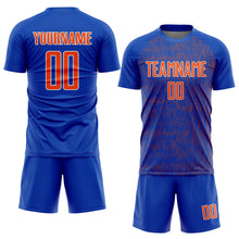 Загрузить изображение в средство просмотра галереи, Custom Thunder Blue Orange-White Abstract Scribble Curve Line Pattern Sports Sublimation Soccer Uniform Jersey