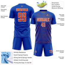 Загрузить изображение в средство просмотра галереи, Custom Thunder Blue Orange-White Abstract Scribble Curve Line Pattern Sports Sublimation Soccer Uniform Jersey