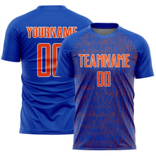Загрузить изображение в средство просмотра галереи, Custom Thunder Blue Orange-White Abstract Scribble Curve Line Pattern Sports Sublimation Soccer Uniform Jersey