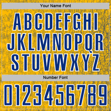 Laden Sie das Bild in den Galerie-Viewer, Custom Gold Royal-White Abstract Scribble Curve Line Pattern Sports Sublimation Soccer Uniform Jersey