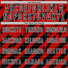 Charger l'image dans la galerie, Custom Red Black-White Distressed Diagonal Stripe Pattern Sports Sublimation Soccer Uniform Jersey
