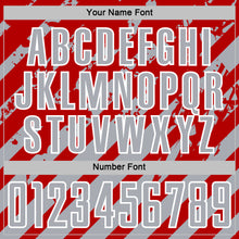 Charger l'image dans la galerie, Custom Red Gray-White Distressed Diagonal Stripe Pattern Sports Sublimation Soccer Uniform Jersey