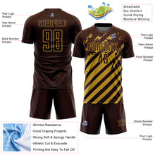 Load image into Gallery viewer, Custom Brown Old Gold Distressed Diagonal Stripe Pattern Sports Sublimation Soccer Uniform Jersey