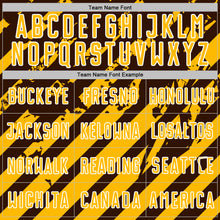 Загрузить изображение в средство просмотра галереи, Custom Brown Gold-White Distressed Diagonal Stripe Pattern Sports Sublimation Soccer Uniform Jersey