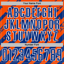 Загрузить изображение в средство просмотра галереи, Custom Orange Royal-White Distressed Diagonal Stripe Pattern Sports Sublimation Soccer Uniform Jersey