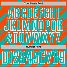 Загрузить изображение в средство просмотра галереи, Custom Orange Aqua-White Distressed Diagonal Stripe Pattern Sports Sublimation Soccer Uniform Jersey