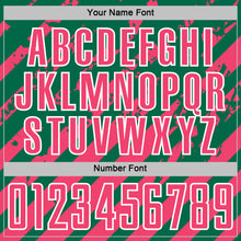 Загрузить изображение в средство просмотра галереи, Custom Kelly Green Neon Pink-White Distressed Diagonal Stripe Pattern Sports Sublimation Soccer Uniform Jersey