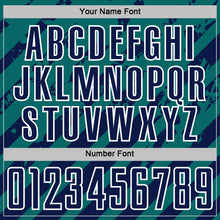 Загрузить изображение в средство просмотра галереи, Custom Teal Navy-White Distressed Diagonal Stripe Pattern Sports Sublimation Soccer Uniform Jersey