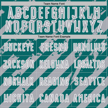 Загрузить изображение в средство просмотра галереи, Custom Teal Gray-White Distressed Diagonal Stripe Pattern Sports Sublimation Soccer Uniform Jersey