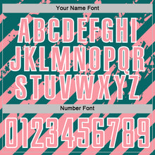 Загрузить изображение в средство просмотра галереи, Custom Teal Medium Pink-White Distressed Diagonal Stripe Pattern Sports Sublimation Soccer Uniform Jersey