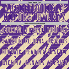 Load image into Gallery viewer, Custom Purple Cream Distressed Diagonal Stripe Pattern Sports Sublimation Soccer Uniform Jersey